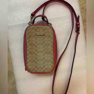 Coach Signature Pink and Tan Crossbody Bag